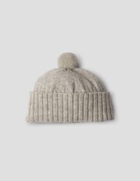 MHL. DEEP RIB BOBBLE HAT | REAL SHETLAND WOOL | NATURAL