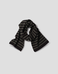MHL. TEXTURED STRIPE SCARF | LAMBSWOOL | BLACK / SEAWEED