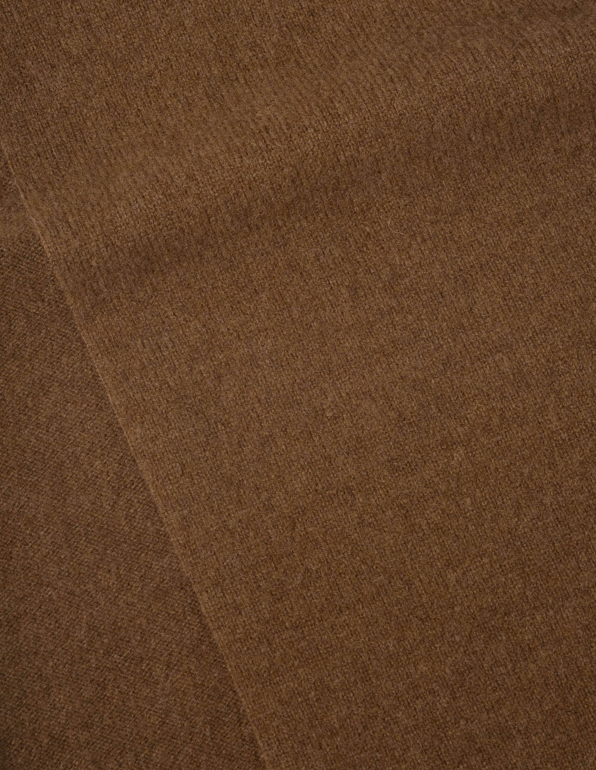Brown with a black stripe lambswool scarf, fabric swatch.