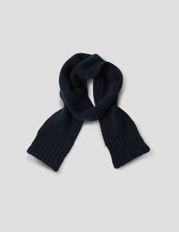 NARROW RIBBED SCARF | CHAIN CASHMERE | DARK NAVY