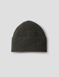 RIBBED BEANIE | MERINO CASHMERE TWIST | KHAKI / CHARCOAL TWIST