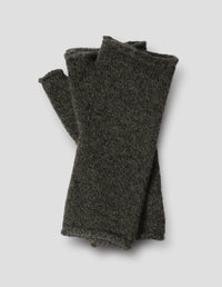 SHAPED FINGERLESS MITTENS | MERINO CASHMERE TWIST | KHAKI / CHARCOAL TWIST