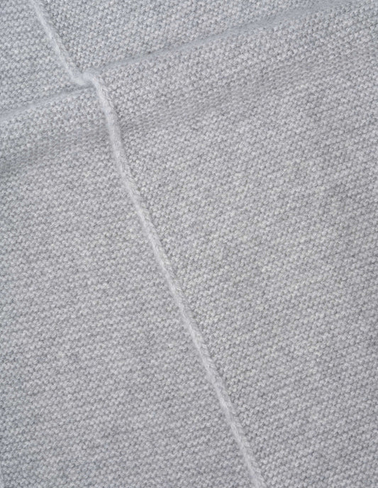 Light grey merino cashmere knitted scarf fabric swatch.