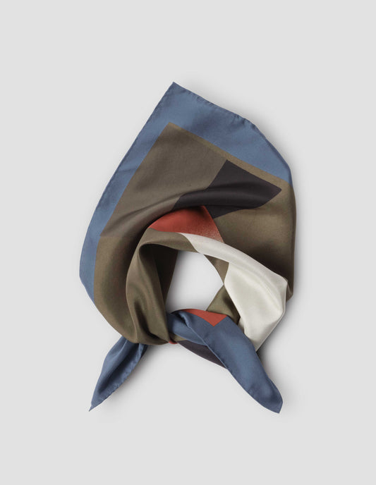 COLLAGE PRINT SCARF | SILK | MULTI / MID BLUE