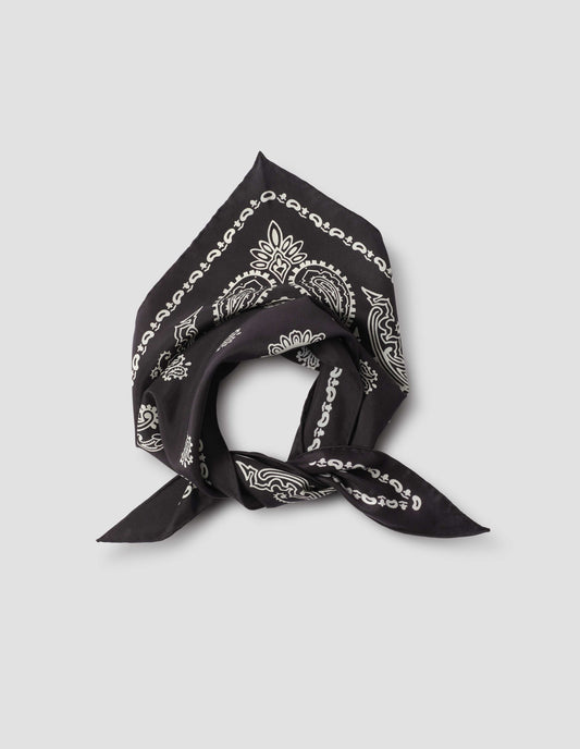 GRAPHIC BANDANA SCARF | SILK | BLACK / STONE