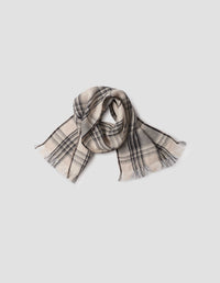 GRAPHIC CHECK SCARF | TEXTURED LINEN | STONE / BLACK