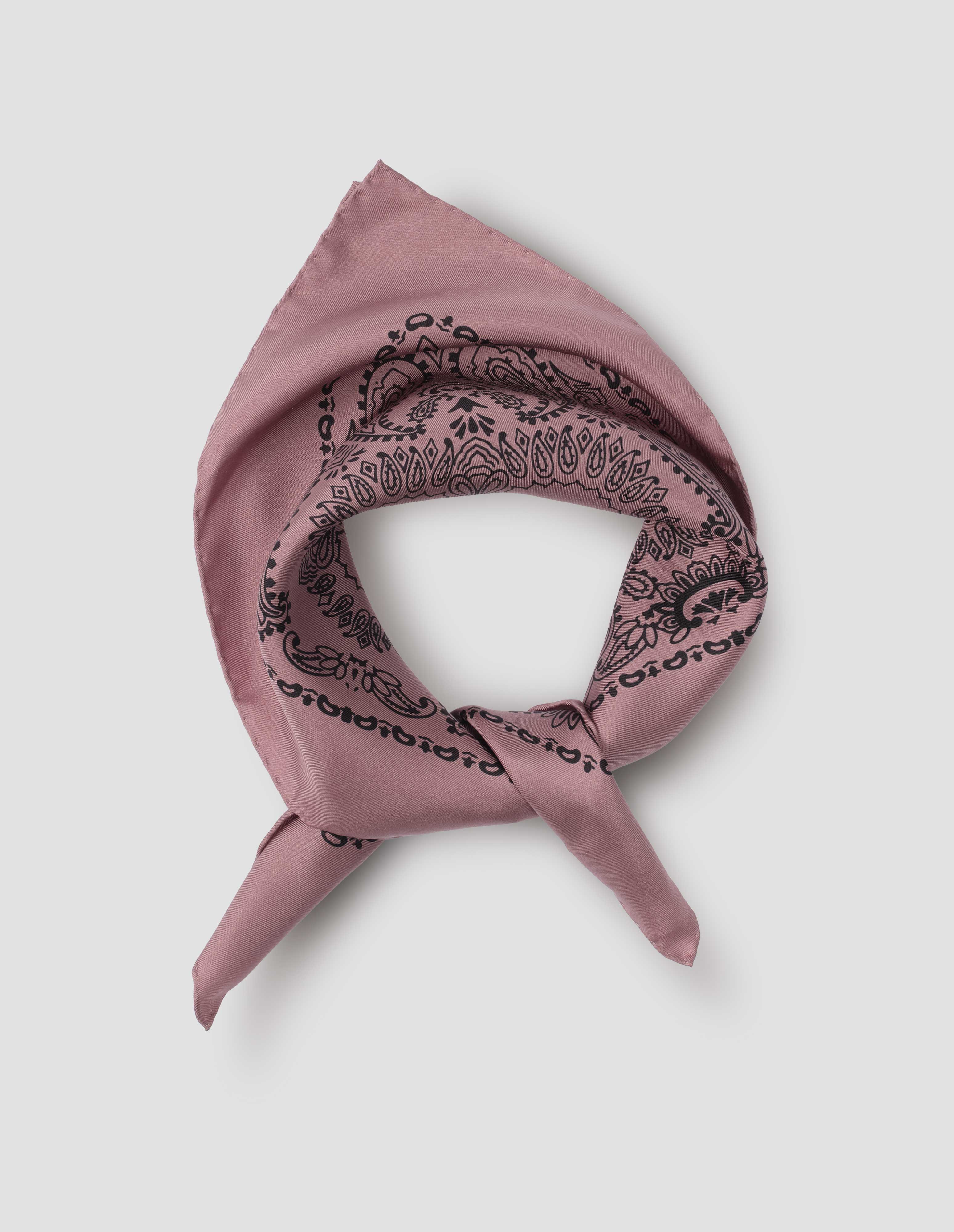 Mineral pink and black silk twill Paisley Bandana | Margaret Howell