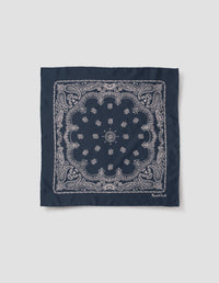 PAISLEY BANDANA | SILK TWILL | NAVY / STONE