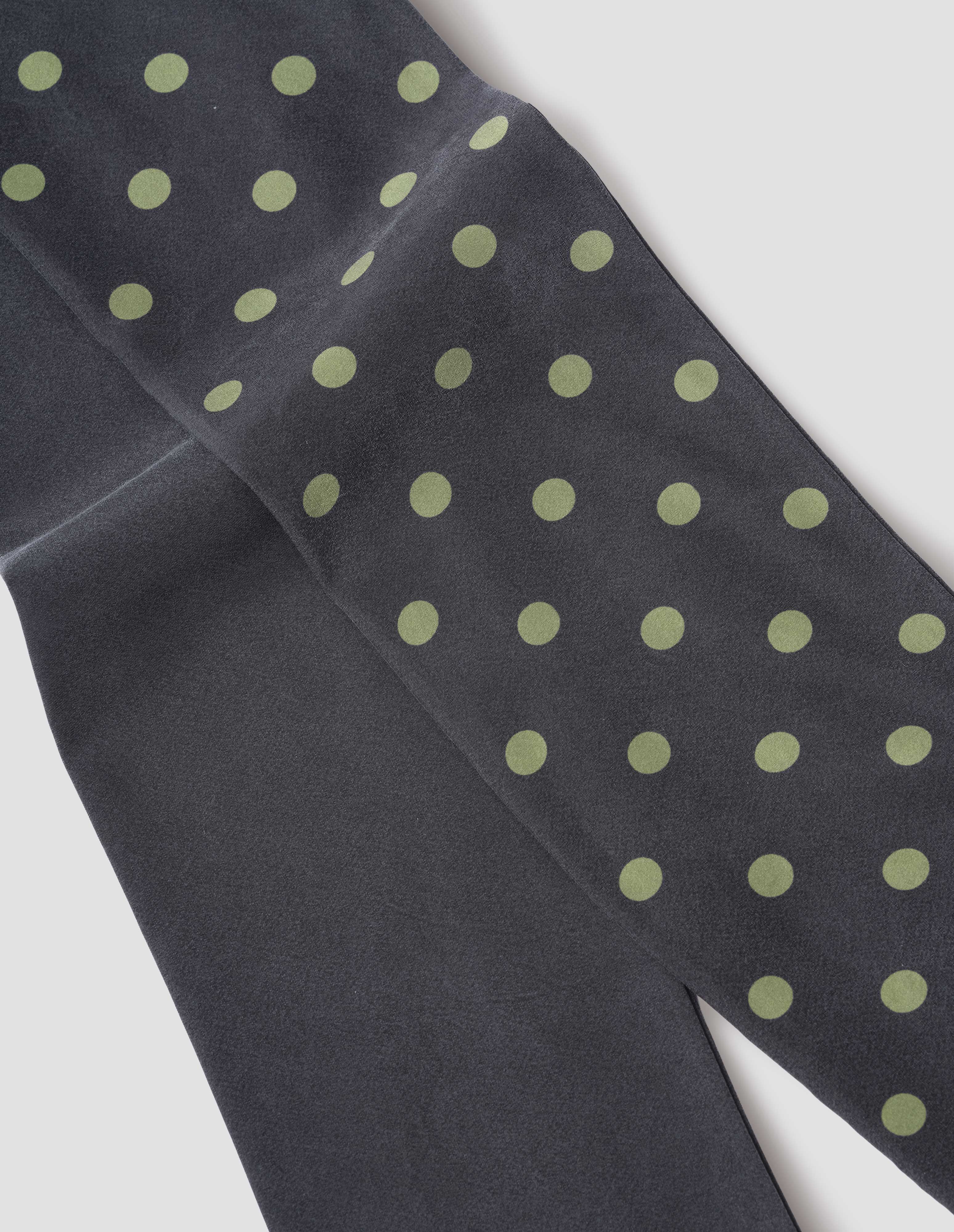 Black and bay leaf silk Polka Dot Tie Scarf | Margaret Howell