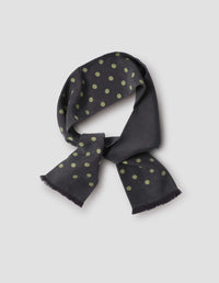 POLKA DOT TIE SCARF | SILK | BLACK / BAY LEAF