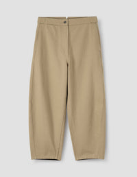 MHL. BARREL LEG TROUSERS | RAISED COTTON DRILL | STONE