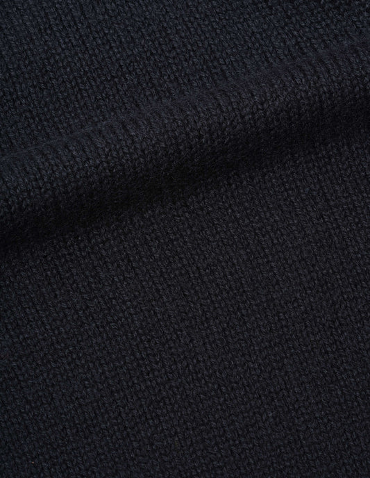 Black high neck jumper British wool fabric swatch.