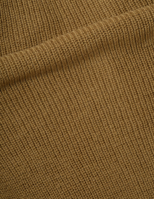 Yellow virgin wool collared cardigan, fabric swatch.