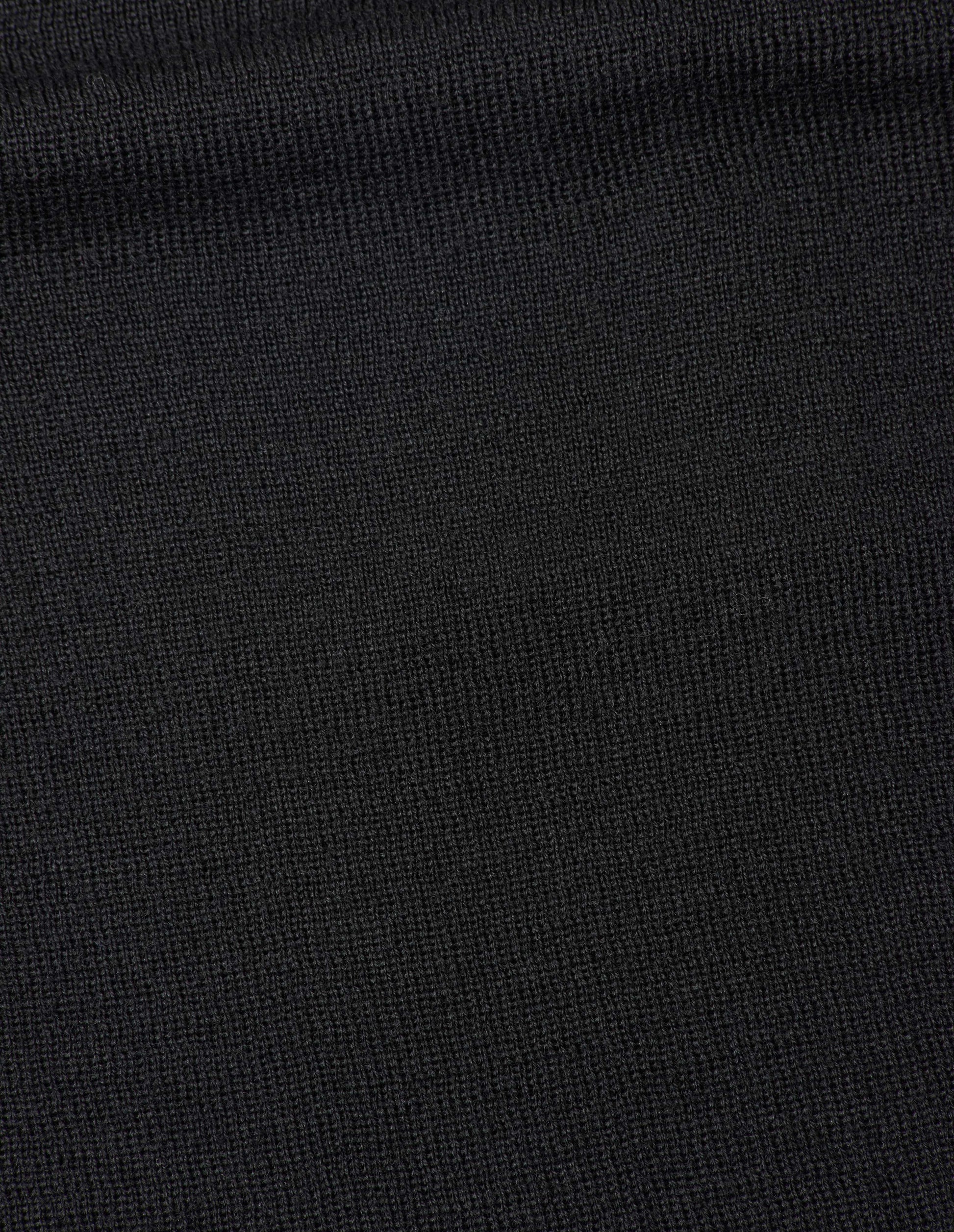 Black pure wool slipover, fabric swatch.
