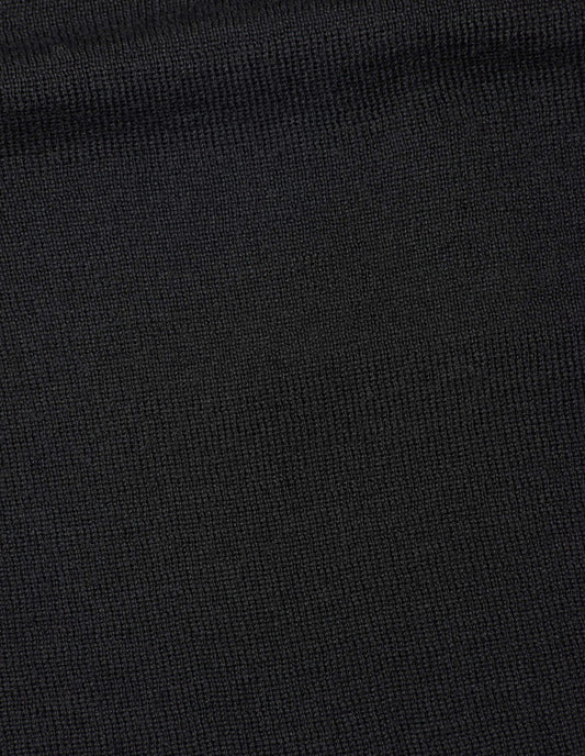 Black pure wool slipover, fabric swatch.