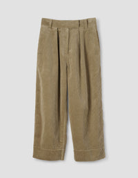 MHL. PLEATED CROP TROUSERS | HEAVY CORDUROY | PUTTY