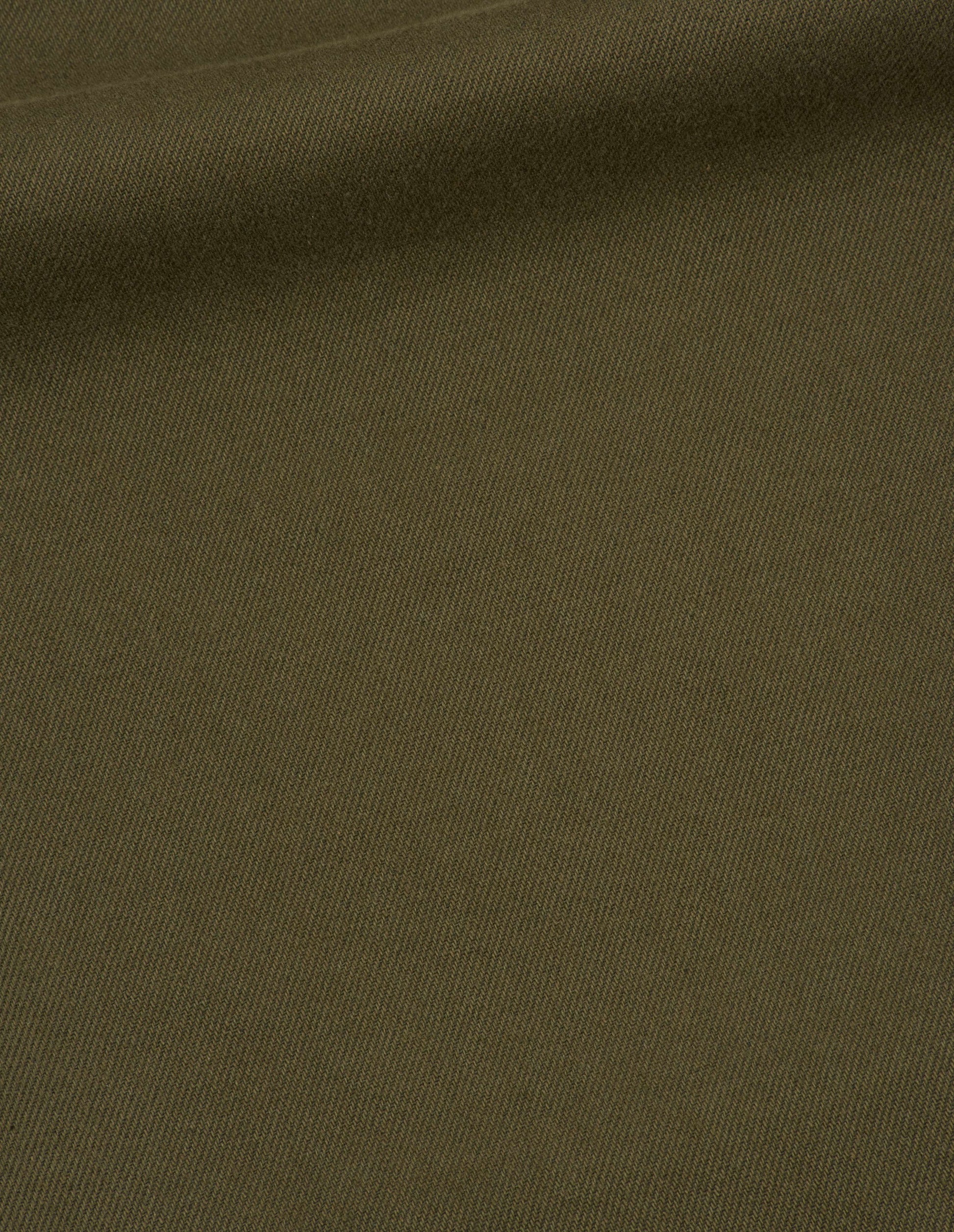 Green cotton wool drill trouser, fabric swatch.