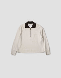 Black dry cotton rib zip polo | MHL. by Margaret Howell