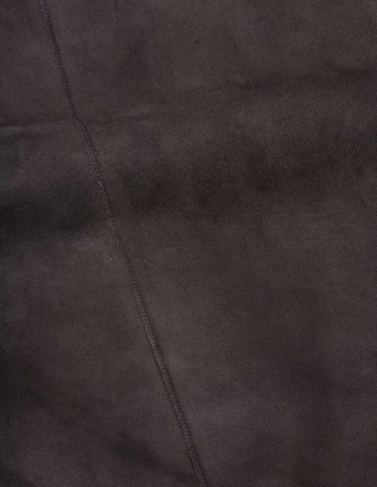 Brown sheepskin car coat fabric swatch.