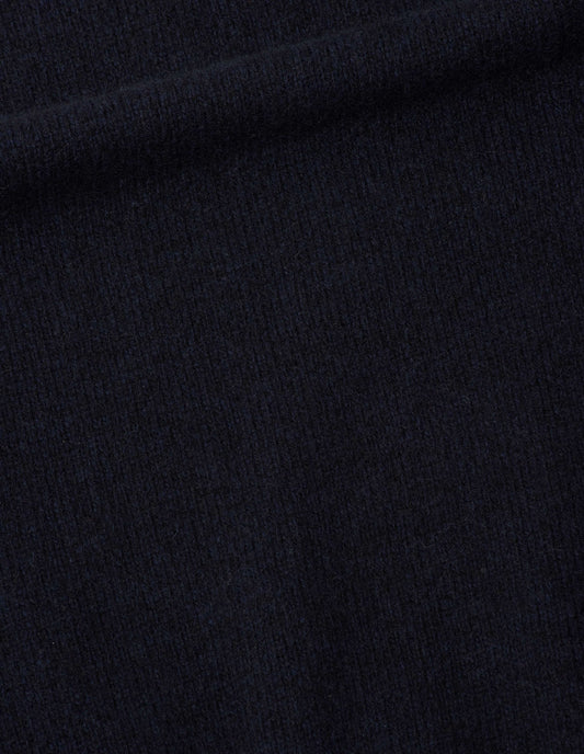 Dark navy jumper cashmere fabric swatch. 