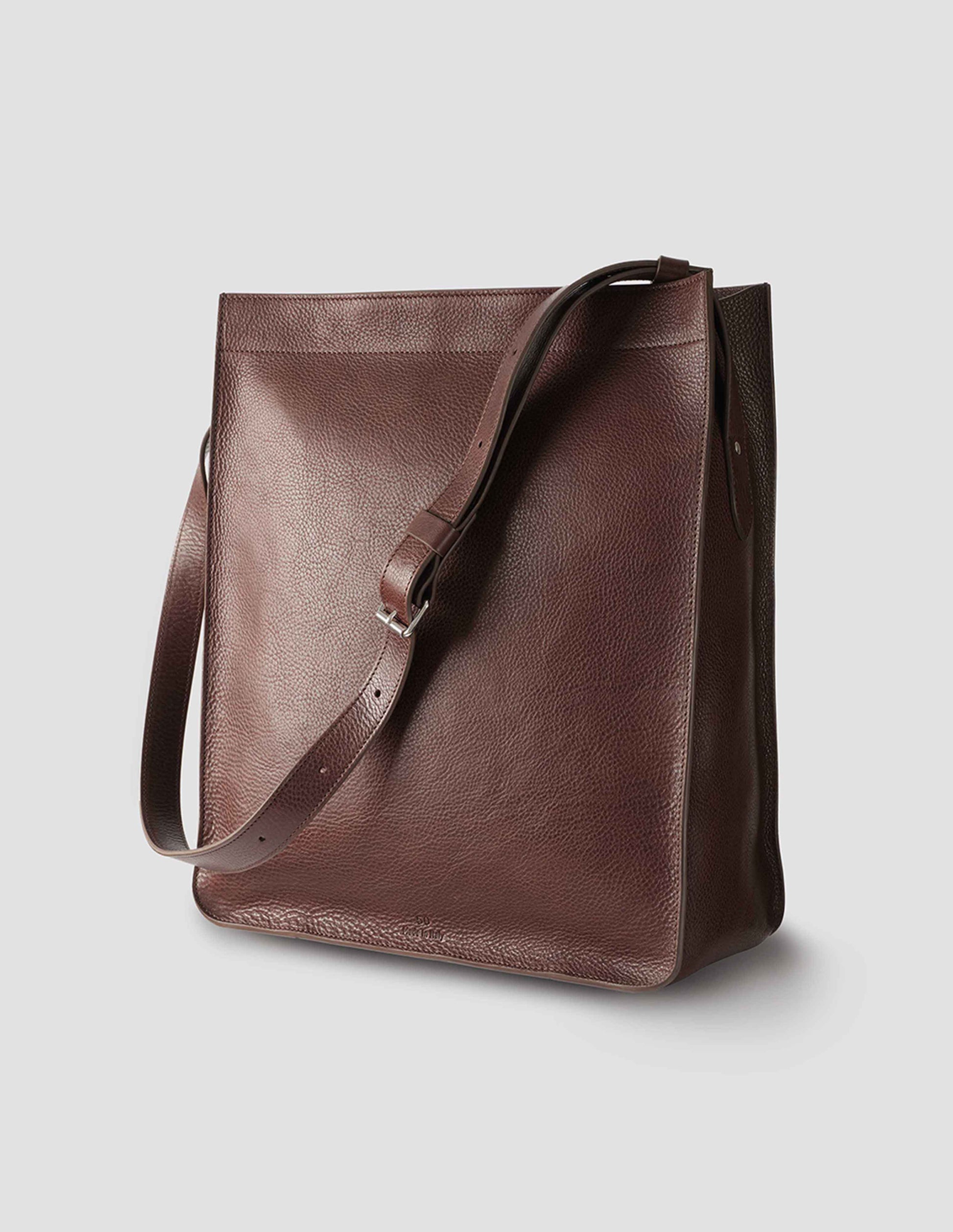 SHOULDER TOTE FINE GRAIN LEATHER BROWN – Margaret Howell