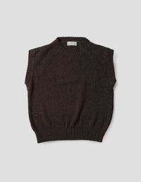 BOXY CREW SLIPOVER | CASHMERE DONEGAL TWIST | DARK BROWN