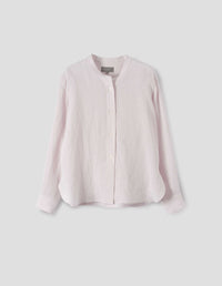 BUTTON THROUGH COLLARLESS SHIRT | WASHED SHIRTING LINEN | PUTTY