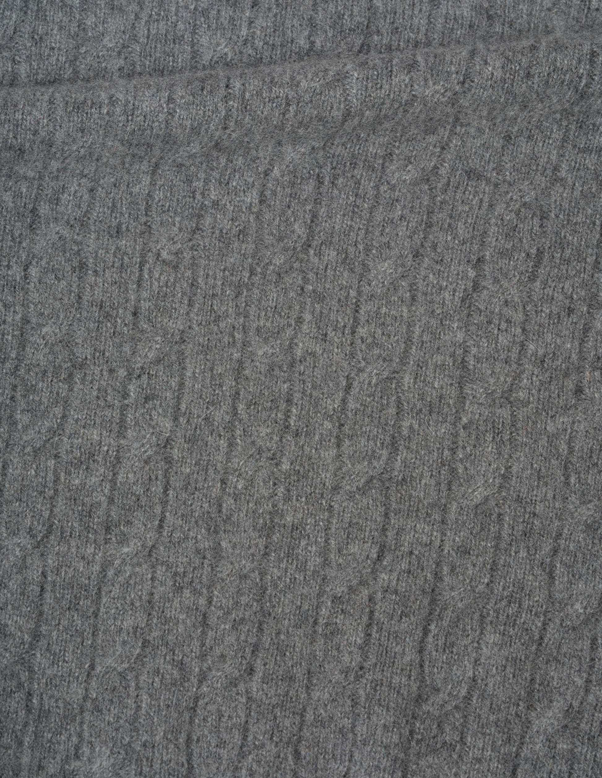 Grey cable knit jumper merino and cashmere, fabric swatch. 