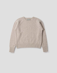 CABLE CREW NECK | RECYCLED MERINO AND CASHMERE BLEND | NATURAL