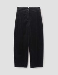DEEP WAISTBAND TROUSERS | RICH COTTON VELVET | BLACK