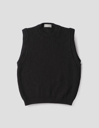 ENGLISH RIB SLIPOVER | SOFT SPUN WOOL | BLACK