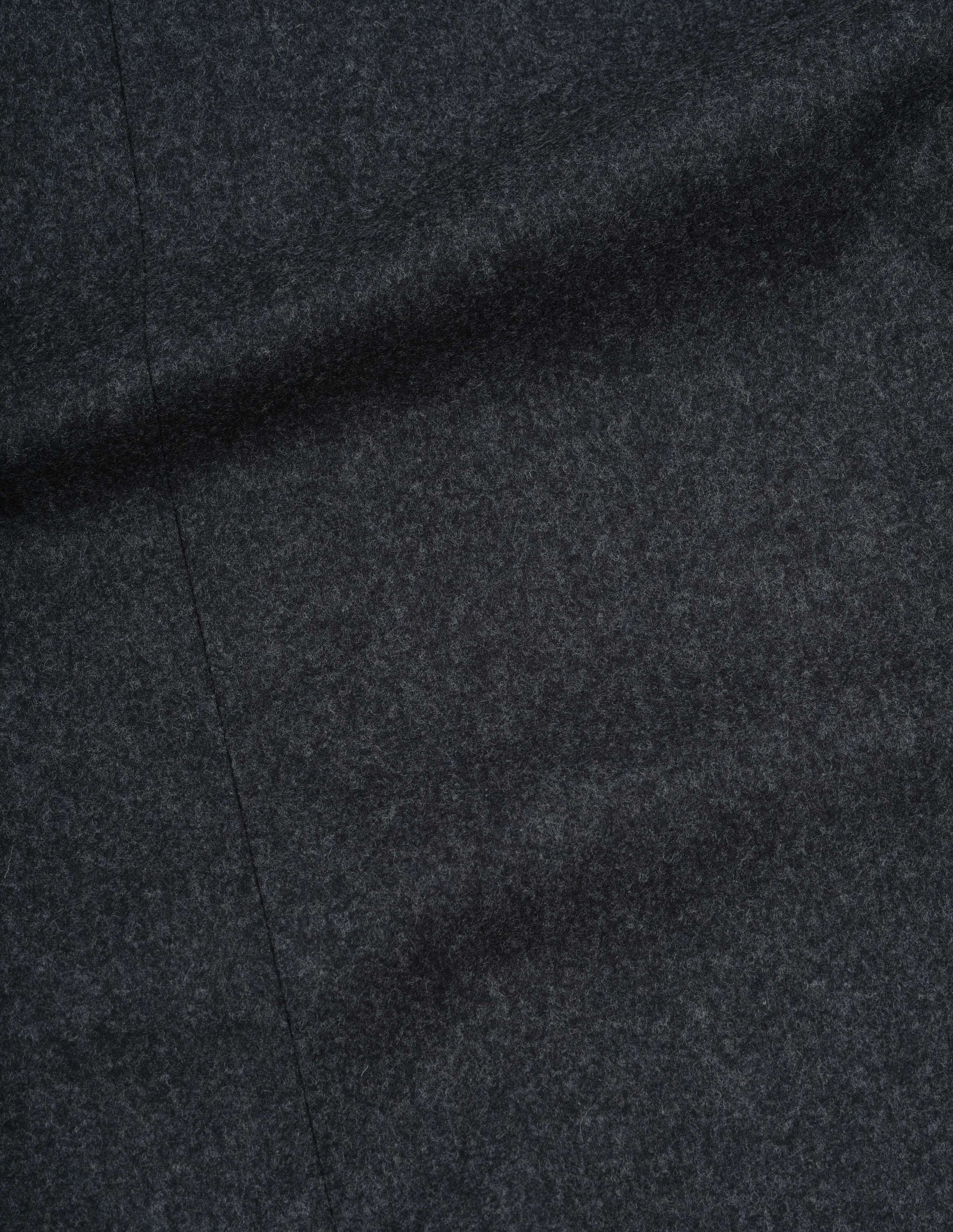 Dark grey wool flannel blazer fabric swatch. 