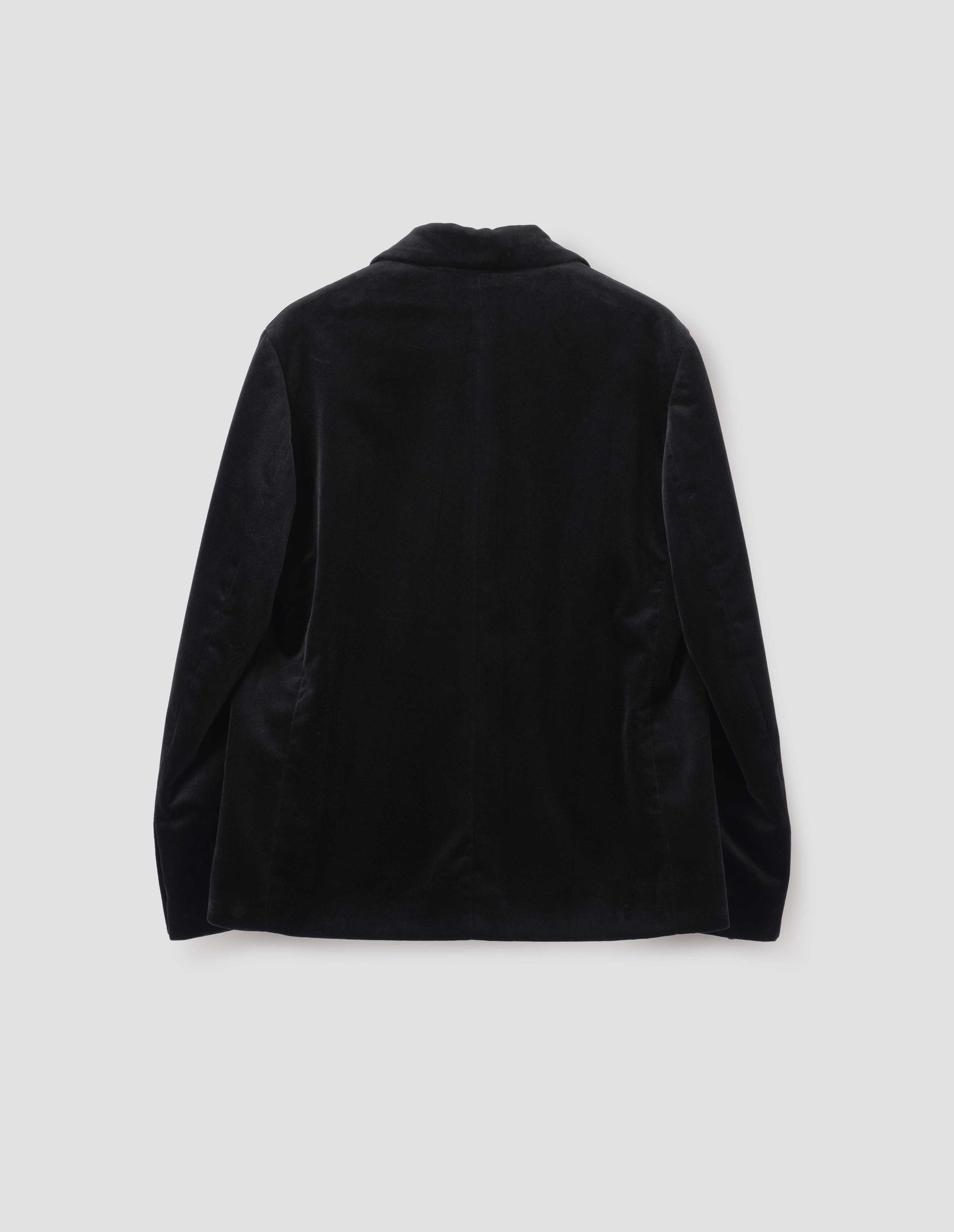 Black blazer, back flat lay view.