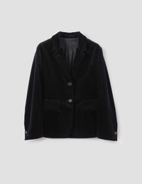 FLAP POCKET BLAZER | RICH COTTON VELVET | BLACK
