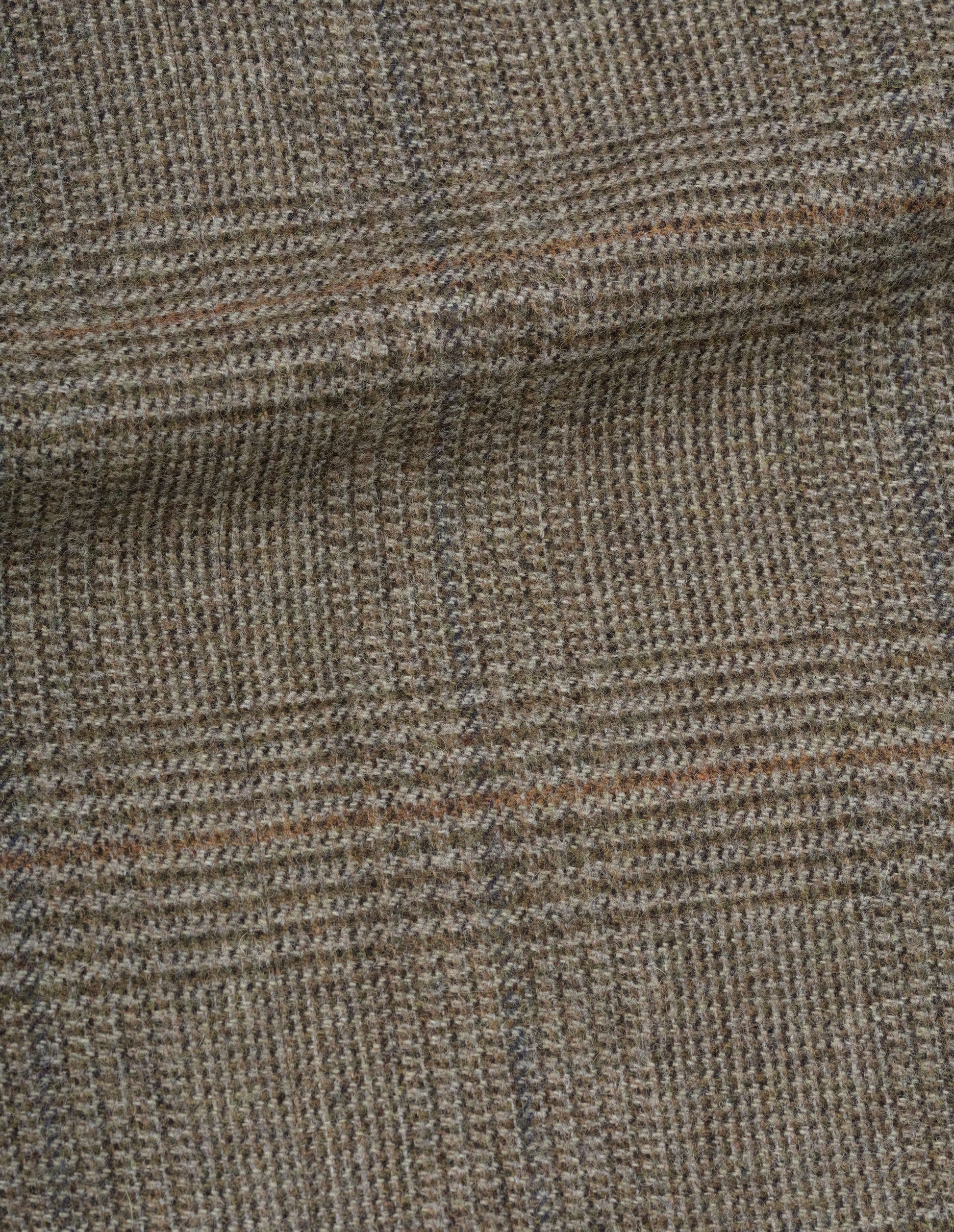 Light green and dark green soft wool glencheck blazer fabric swatch.
