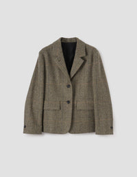 FLAP POCKET BLAZER | SOFT WOOL GLENCHECK | PALE GREEN/ OLIVE