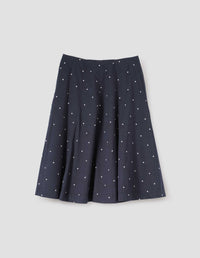 FLARED SKIRT | COTTON POLKA DOT | DARK NAVY / WHITE