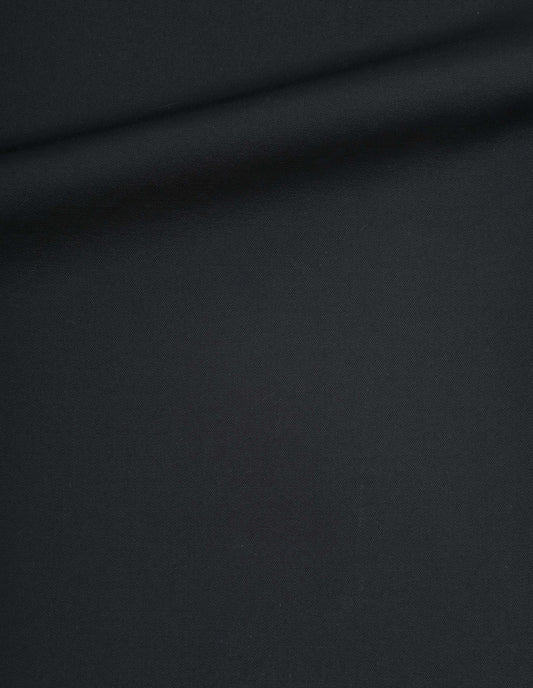 Black wool twill culottes, fabric swatch.