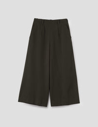 FLAT FRONT CULOTTES | WOOL COTTON TWILL | DARK OLIVE