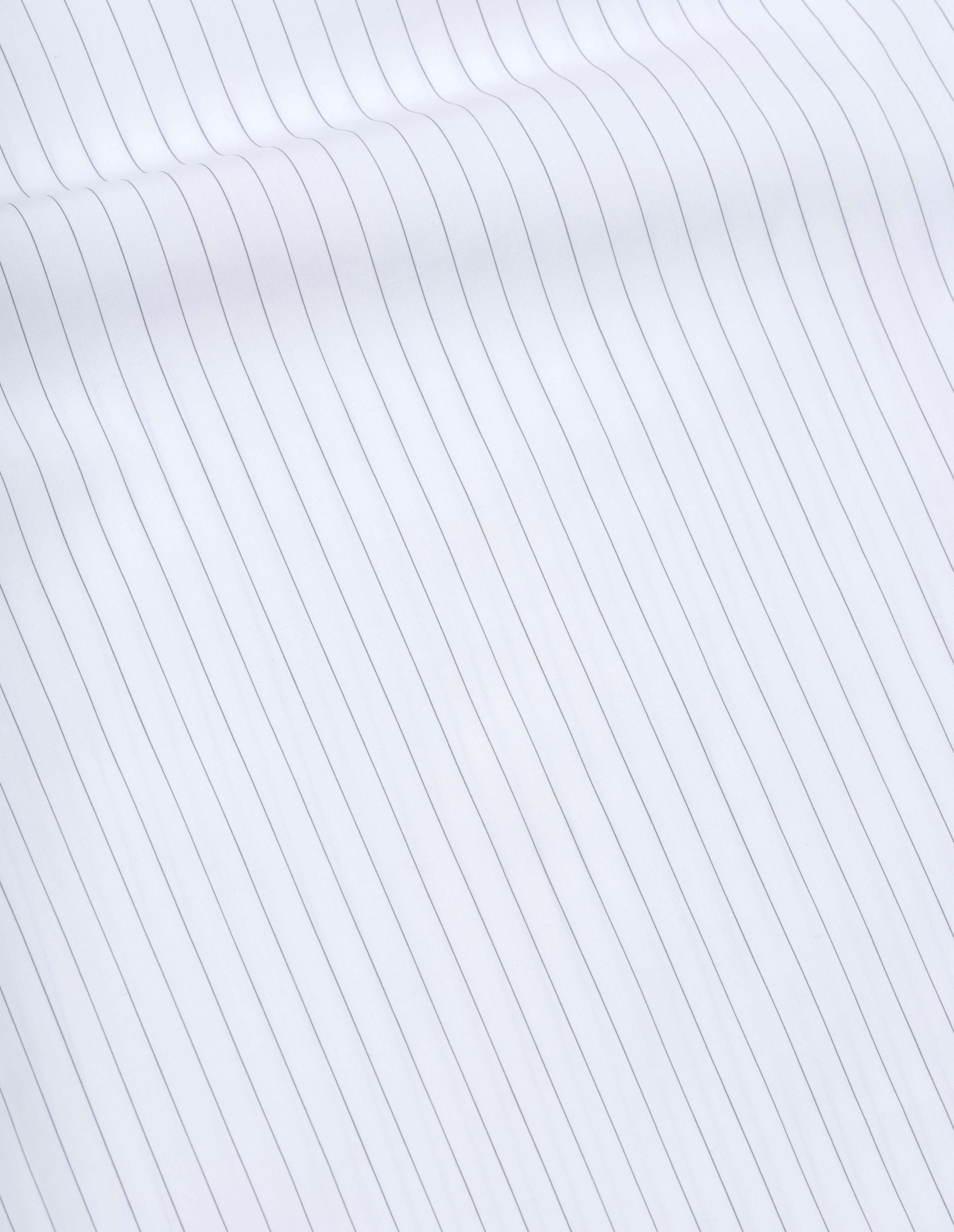 White and grey fine cotton stripe shirt fabric swatch.