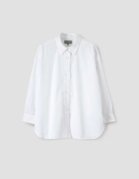 INVERTED PLEAT SHIRT | FINE COTTON STRIPE | WHITE / GREY
