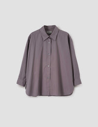 INVERTED PLEAT SHIRT | PAPER COTTON POPLIN | ASH