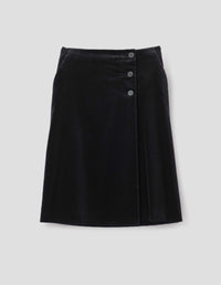 JETTED BUTTONHOLE SKIRT | RICH COTTON VELVET | BLACK