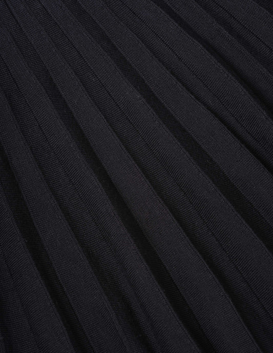Black merino wool skirt fabric swatch.