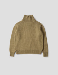 MHL. CHUNKY HIGH NECK SWEATER | WOOL COTTON | ASPARAGUS