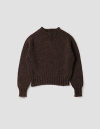 MHL. CHUNKY SEAMLESS CREW NECK | RUSTIC WOOL | DARK BROWN