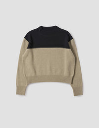 MHL. COLOUR BLOCK JUMPER | LAMBSWOOL | BLACK / LINEN