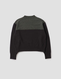 MHL. COLOUR BLOCK JUMPER | LAMBSWOOL | SEAWEED / BLACK