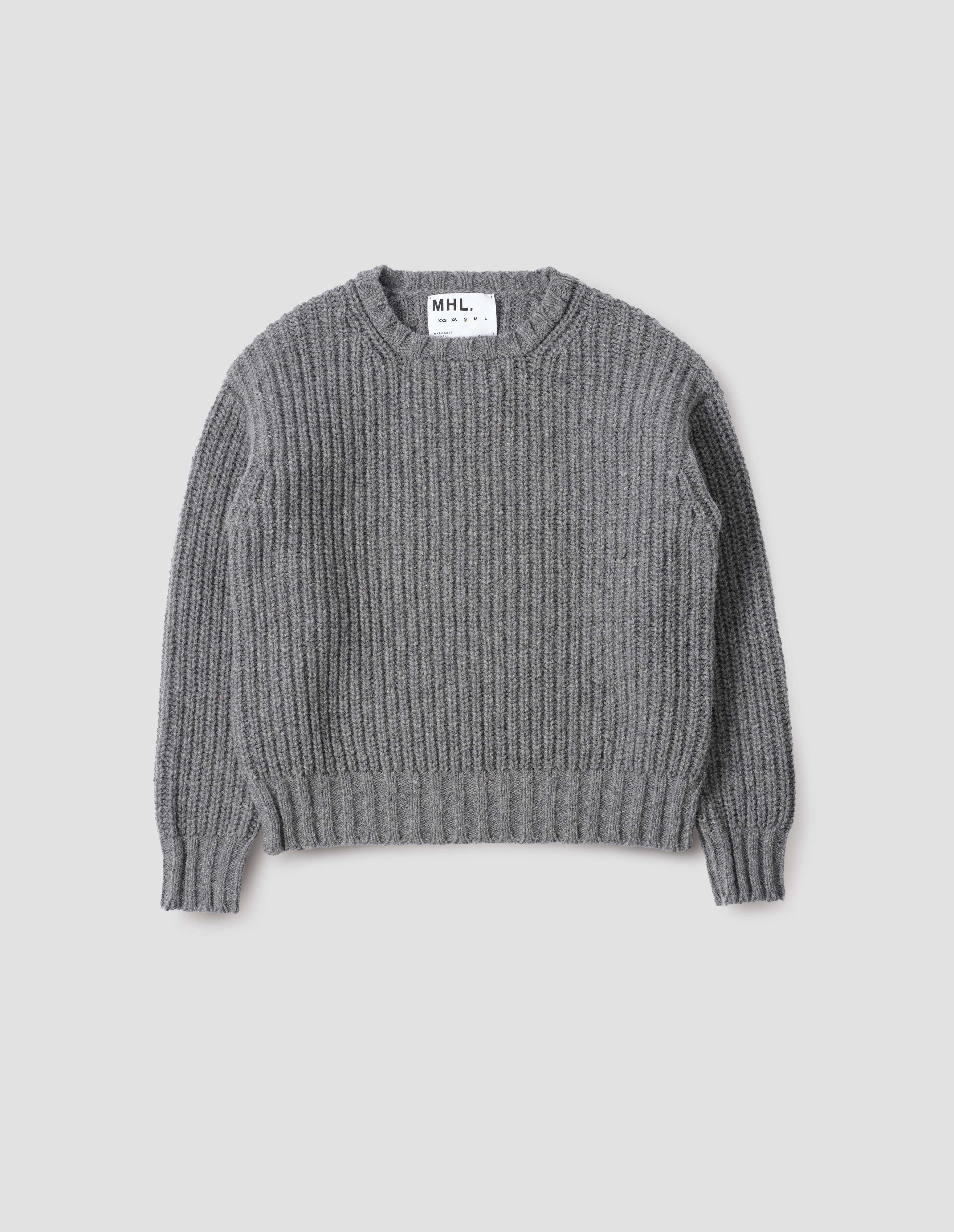 Grey recycled wool Cropped Fishermans Crew | MHL. by Margaret Howell