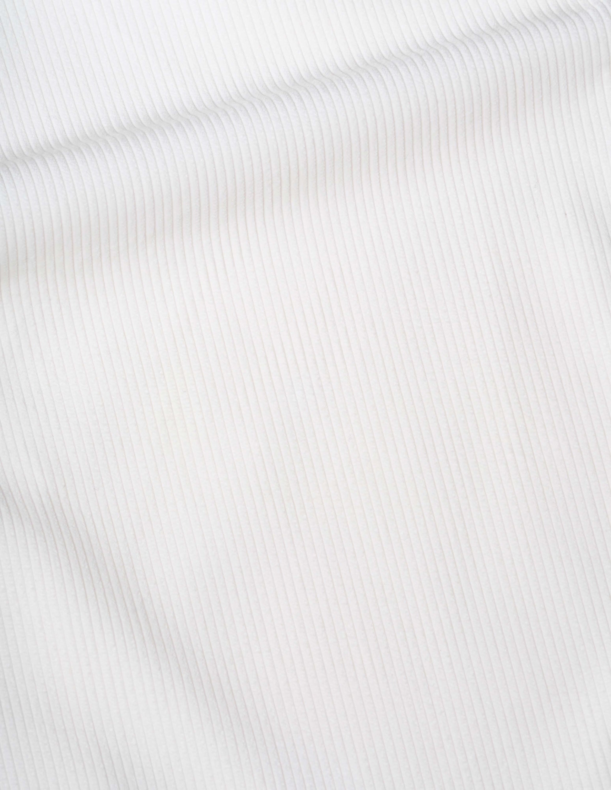 White heavy corduroy trousers, fabric swatch.